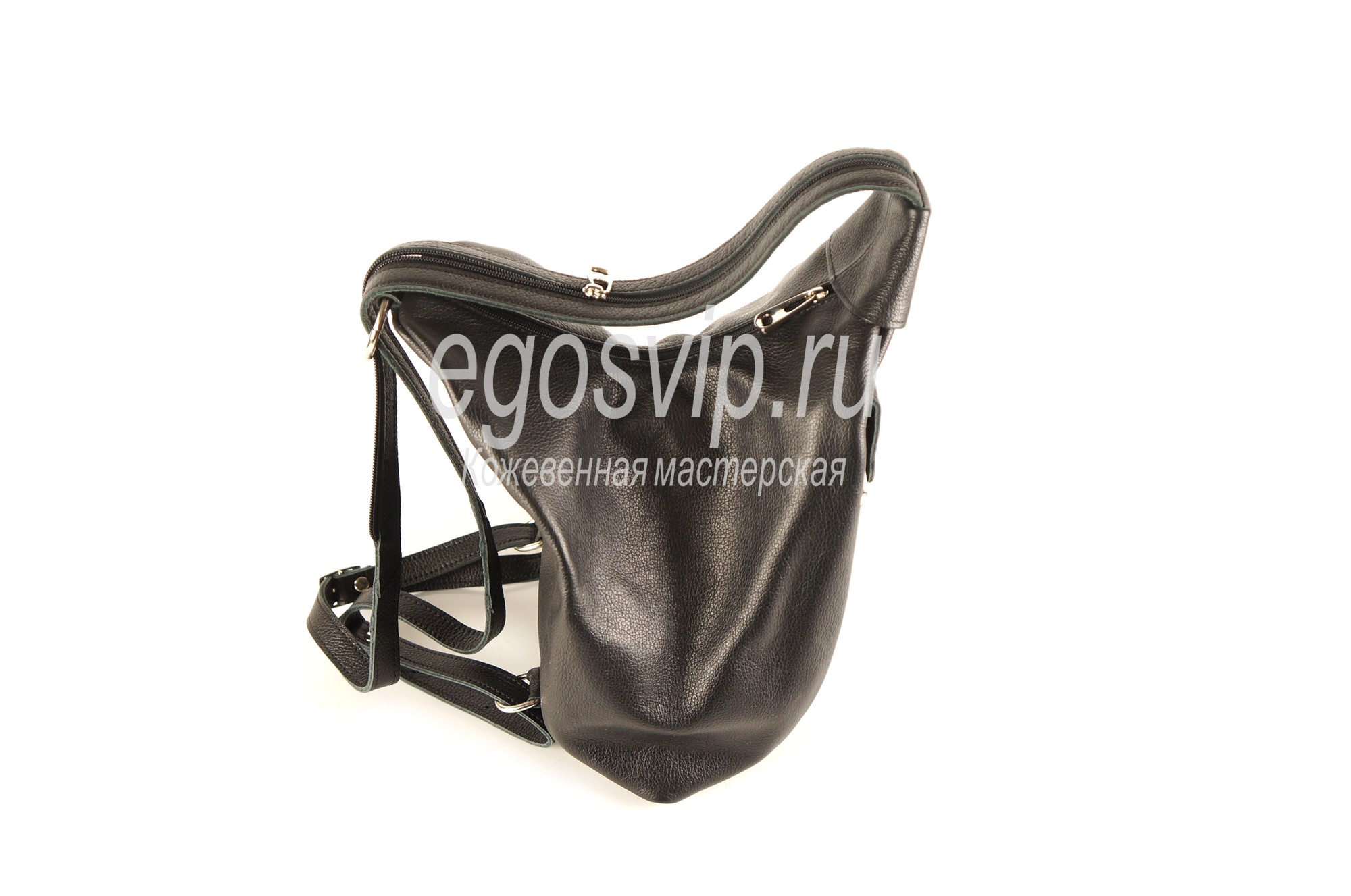 Женская кожаная сумка рюкзак / модель 33 черная