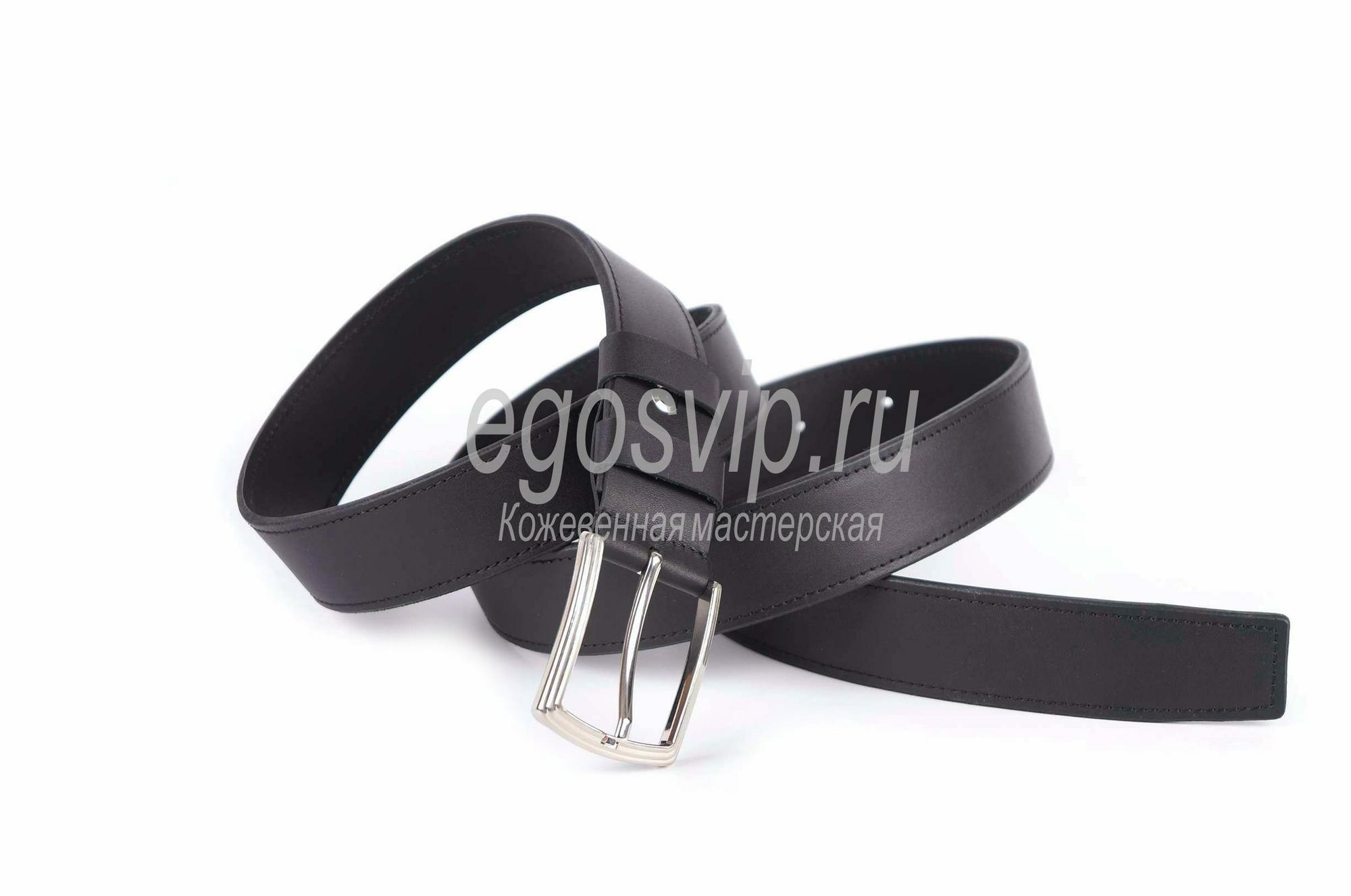 Мужской ремень ручной работы из натуральной кожи 35 мм черный