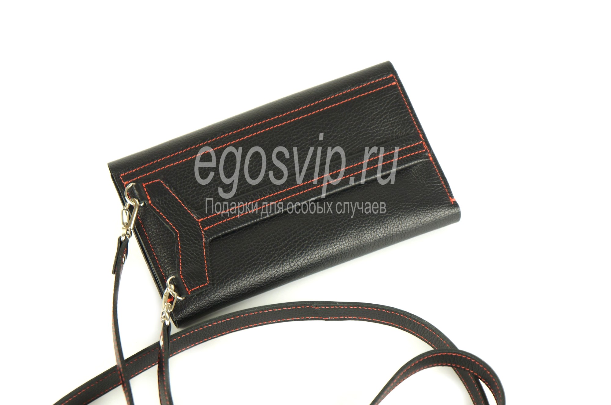 Кожаная сумка-клатч-кошелек 3 в 1 / модель 88 черный