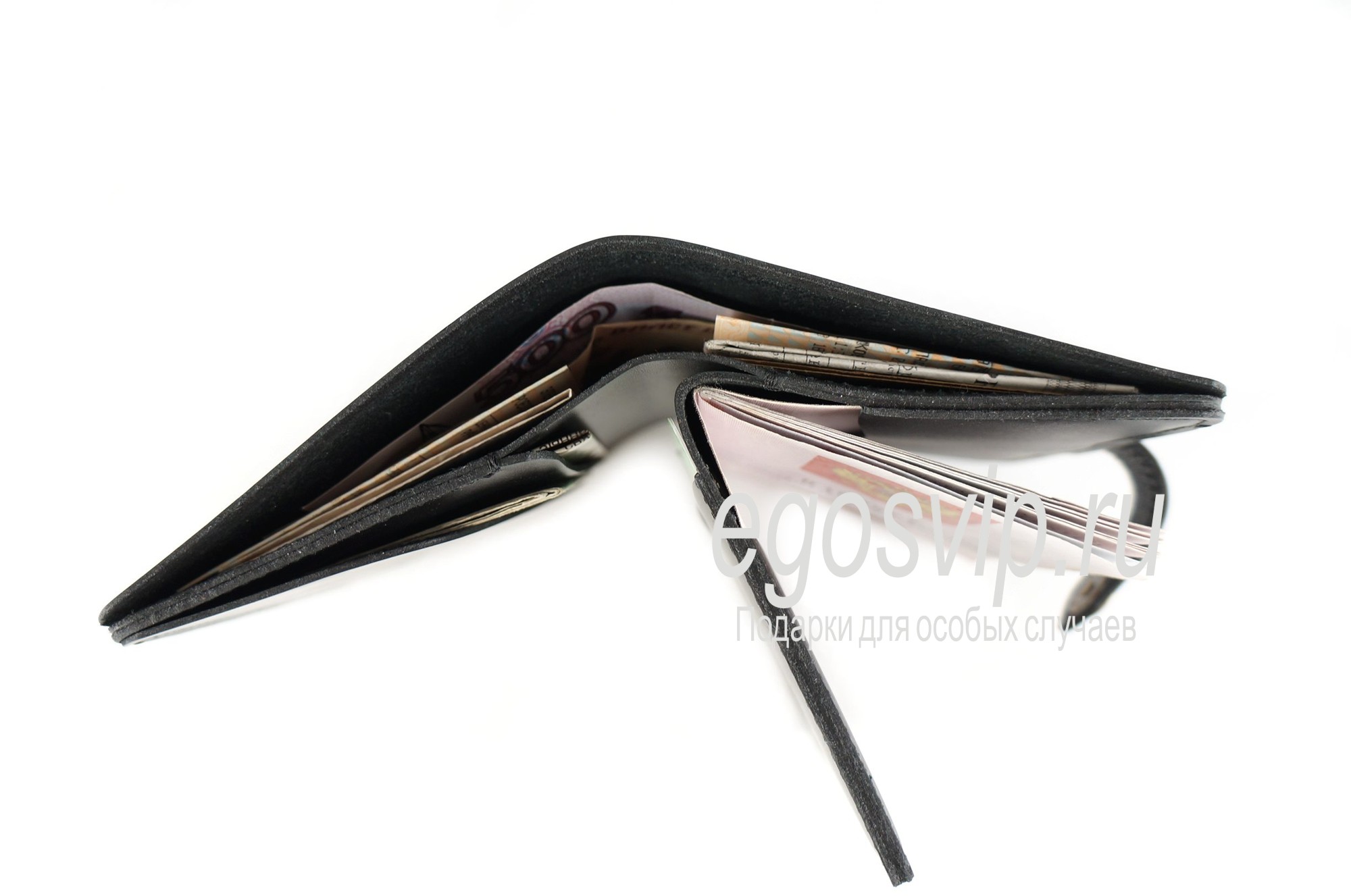 Портмоне с обложкой для паспорта, отделом для купюр и карманом уголком / модель 36-01 черный