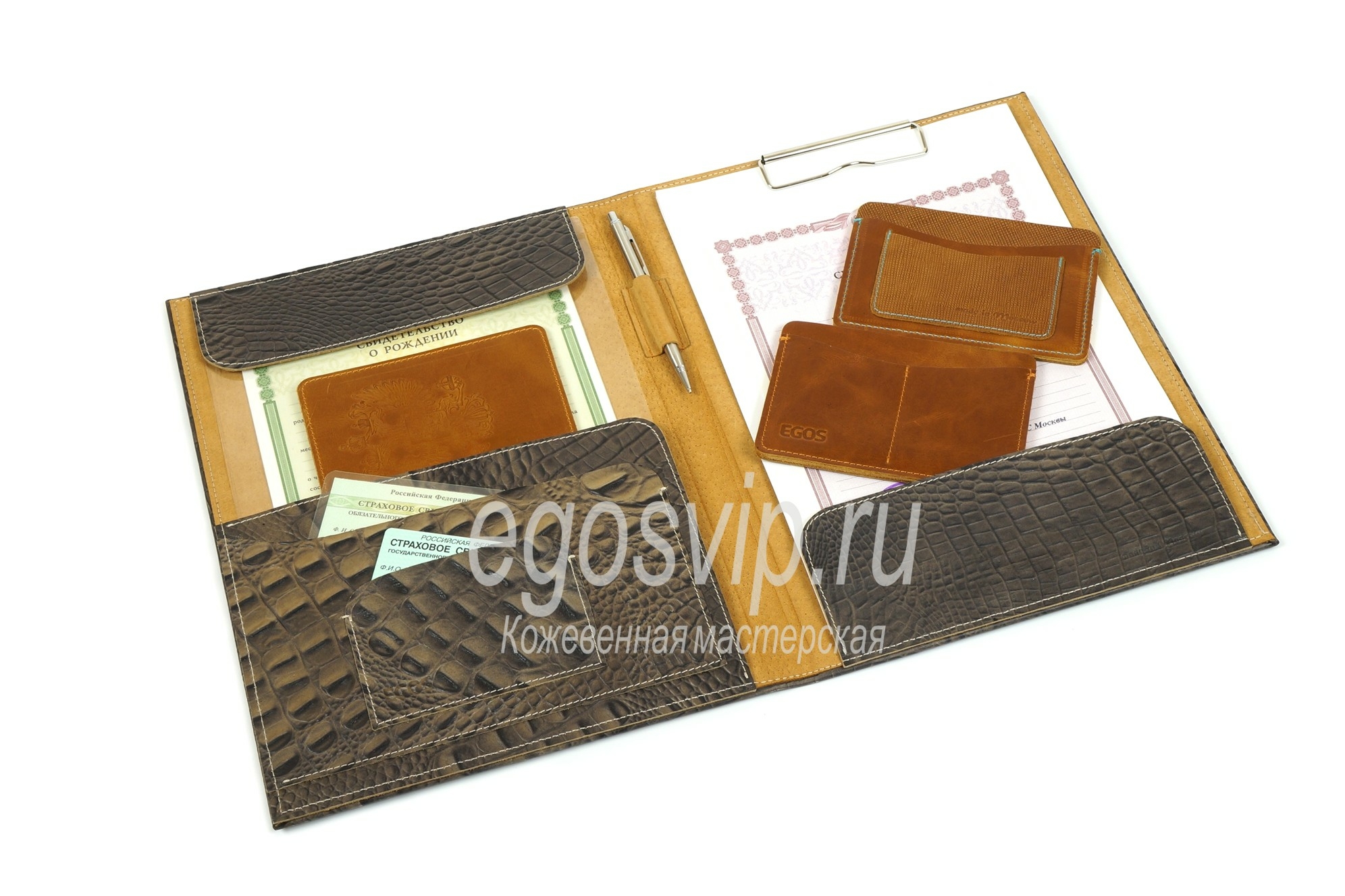Кожаная папка на подпись руководителю / EGOS/ мод. 95