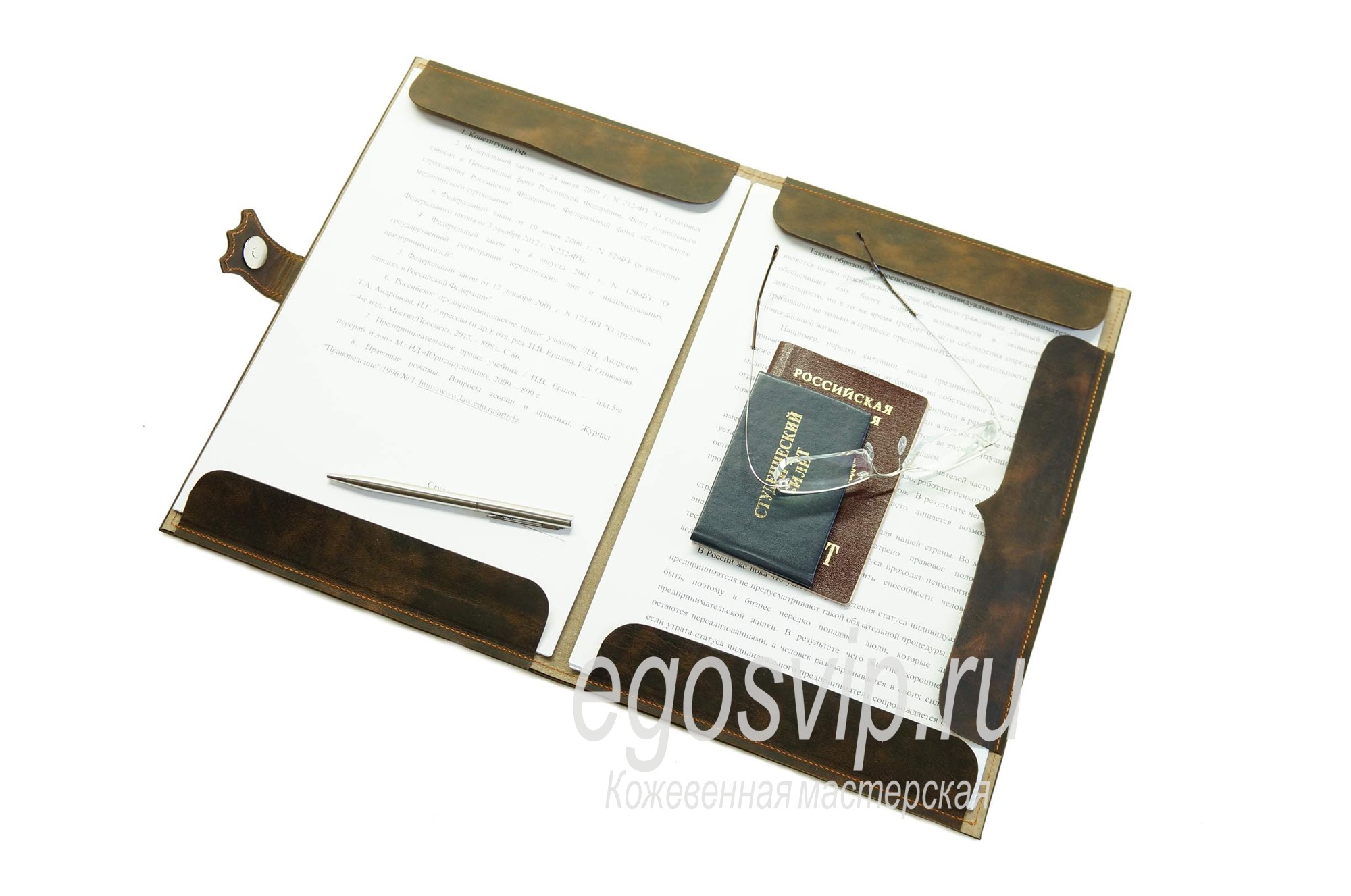 Папка кожаная на подпись с твердой основой / модель 91-04