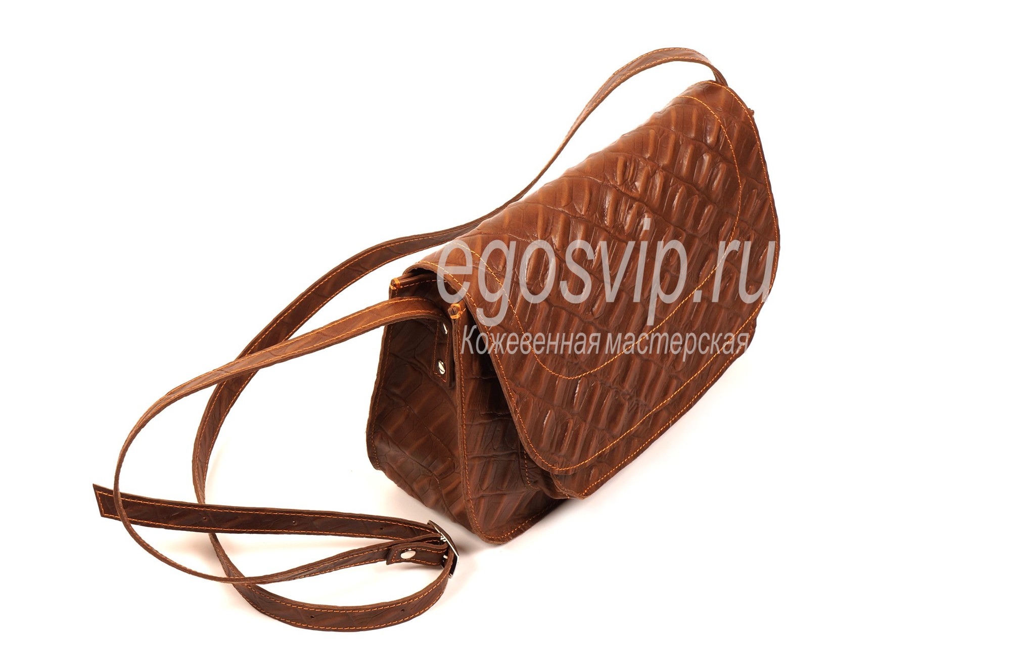 Женская кожаная сумка через плечо / модель 39-01 медовый крокодил