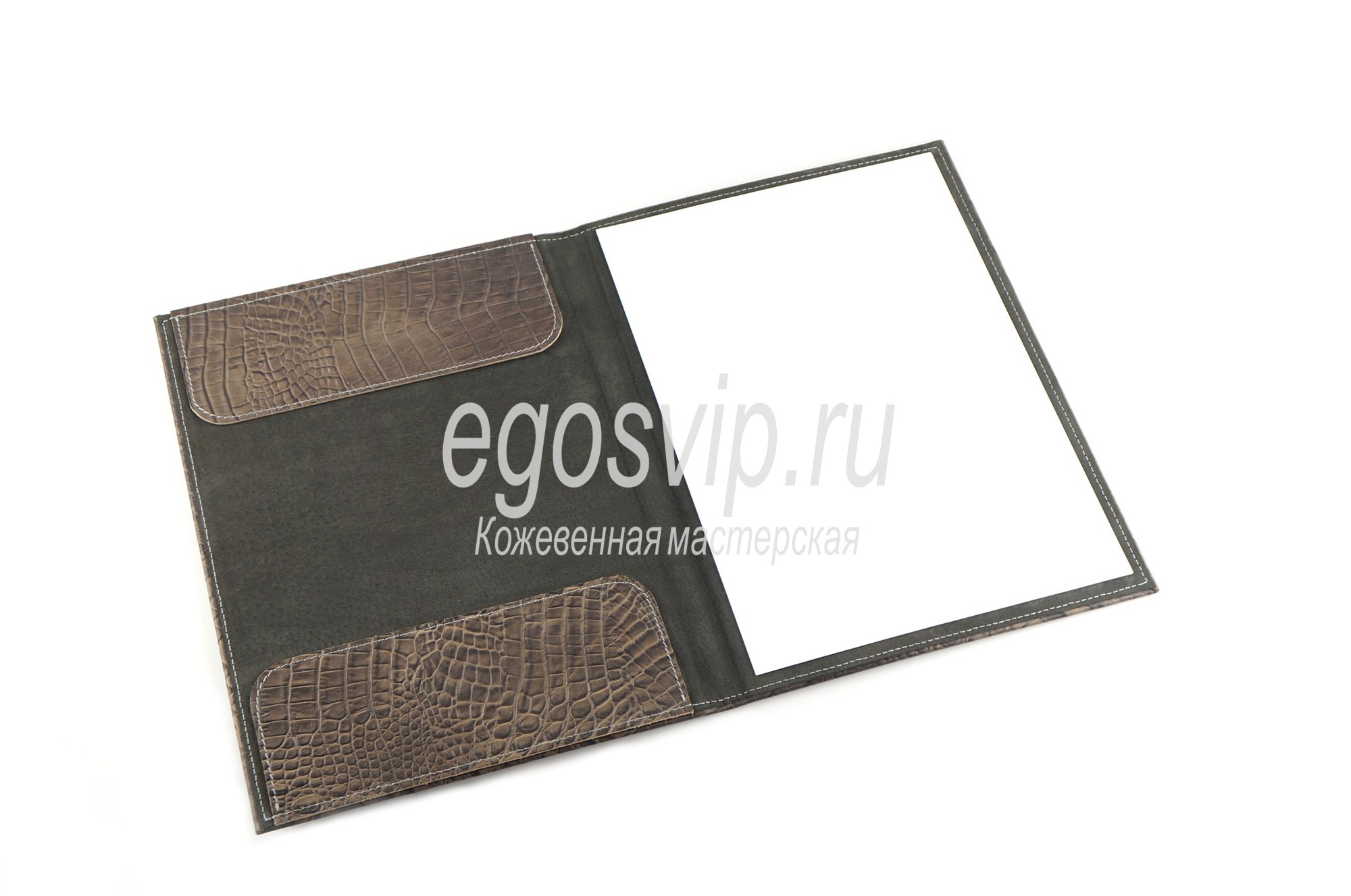 Кожаная папка на подпись / модель 91-01 пепельный крокодил
