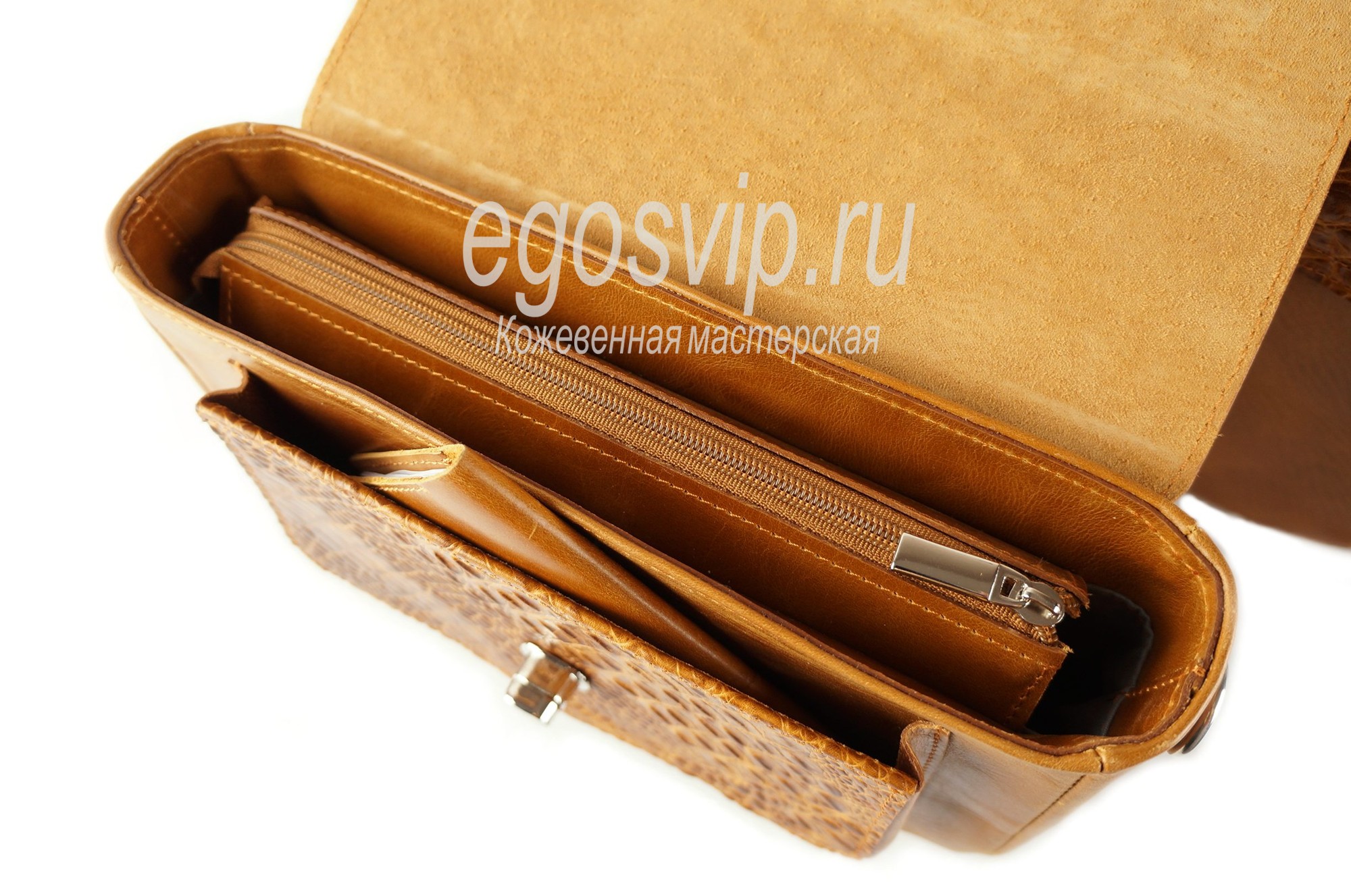 Женская кожаная сумка на плечо / модель 39-03 рыжая