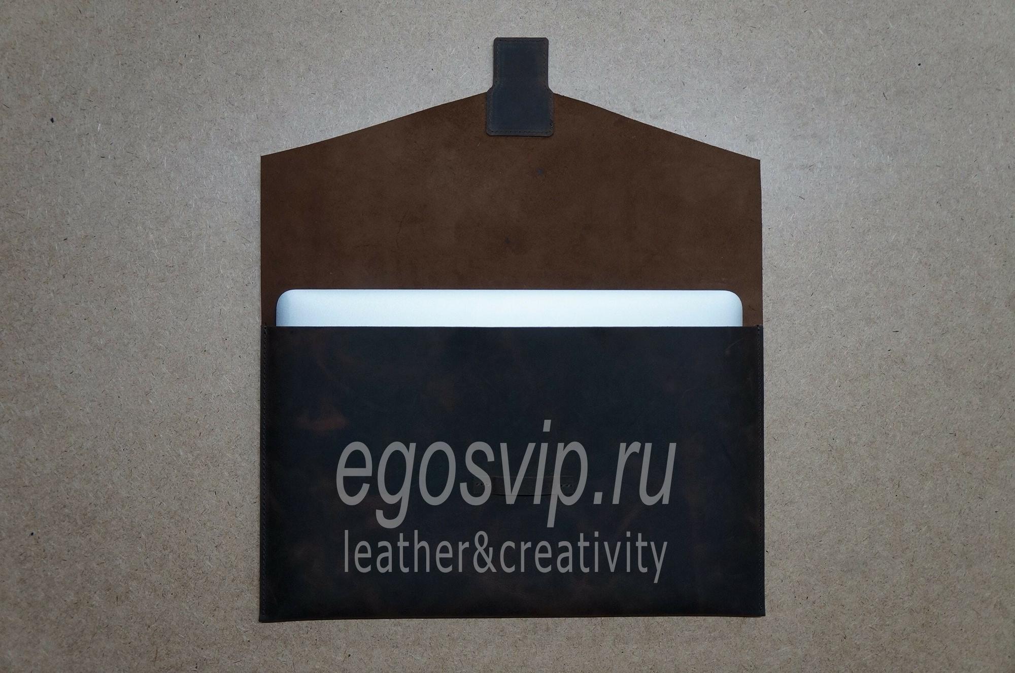 Кожаная папка-чехол для ноутбука / папка для бумаг / модель 90-06 коричневый