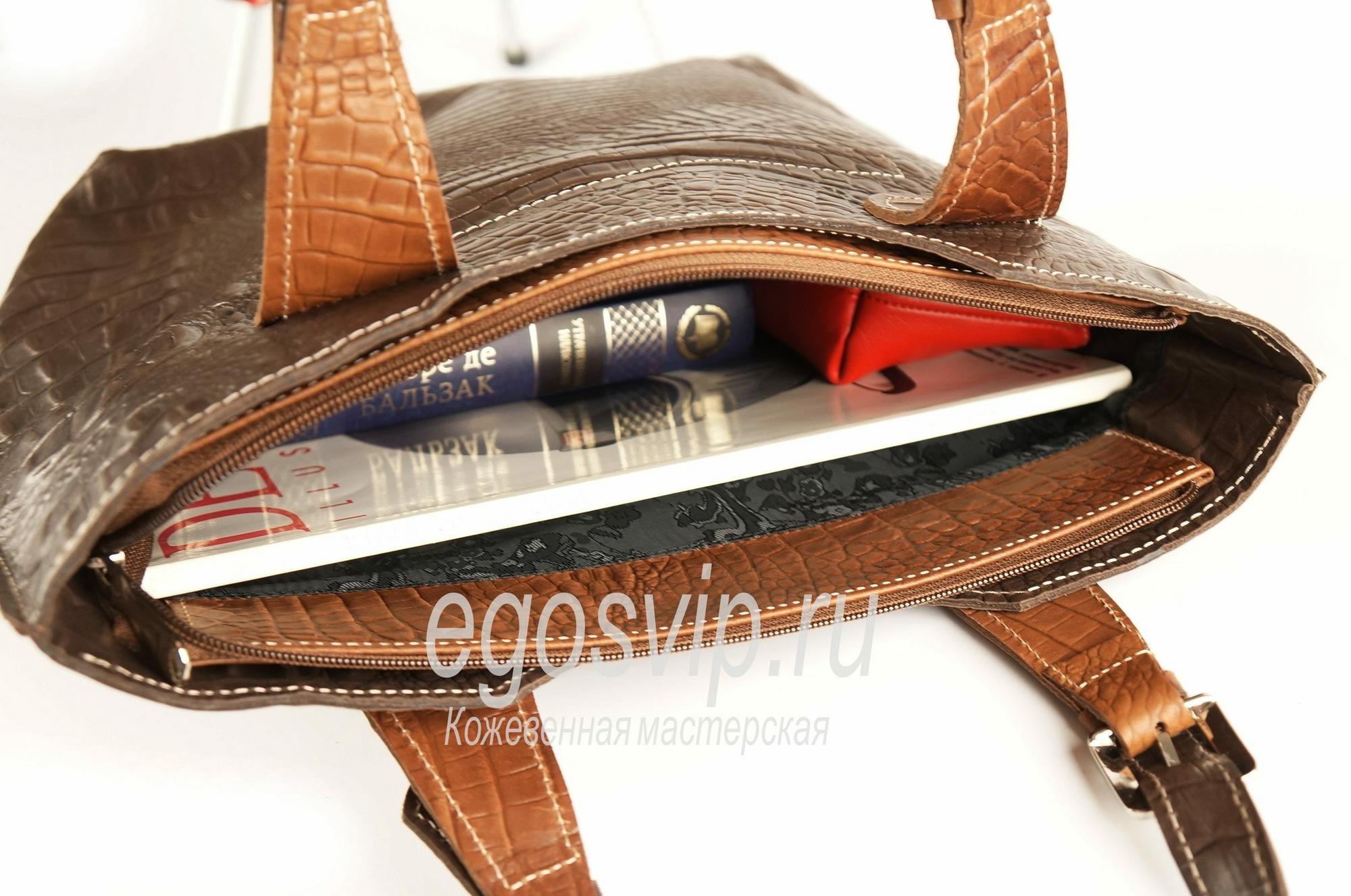 Кожаная сумка шоппер под формат А4 / модель 04 К / фактура крокодил