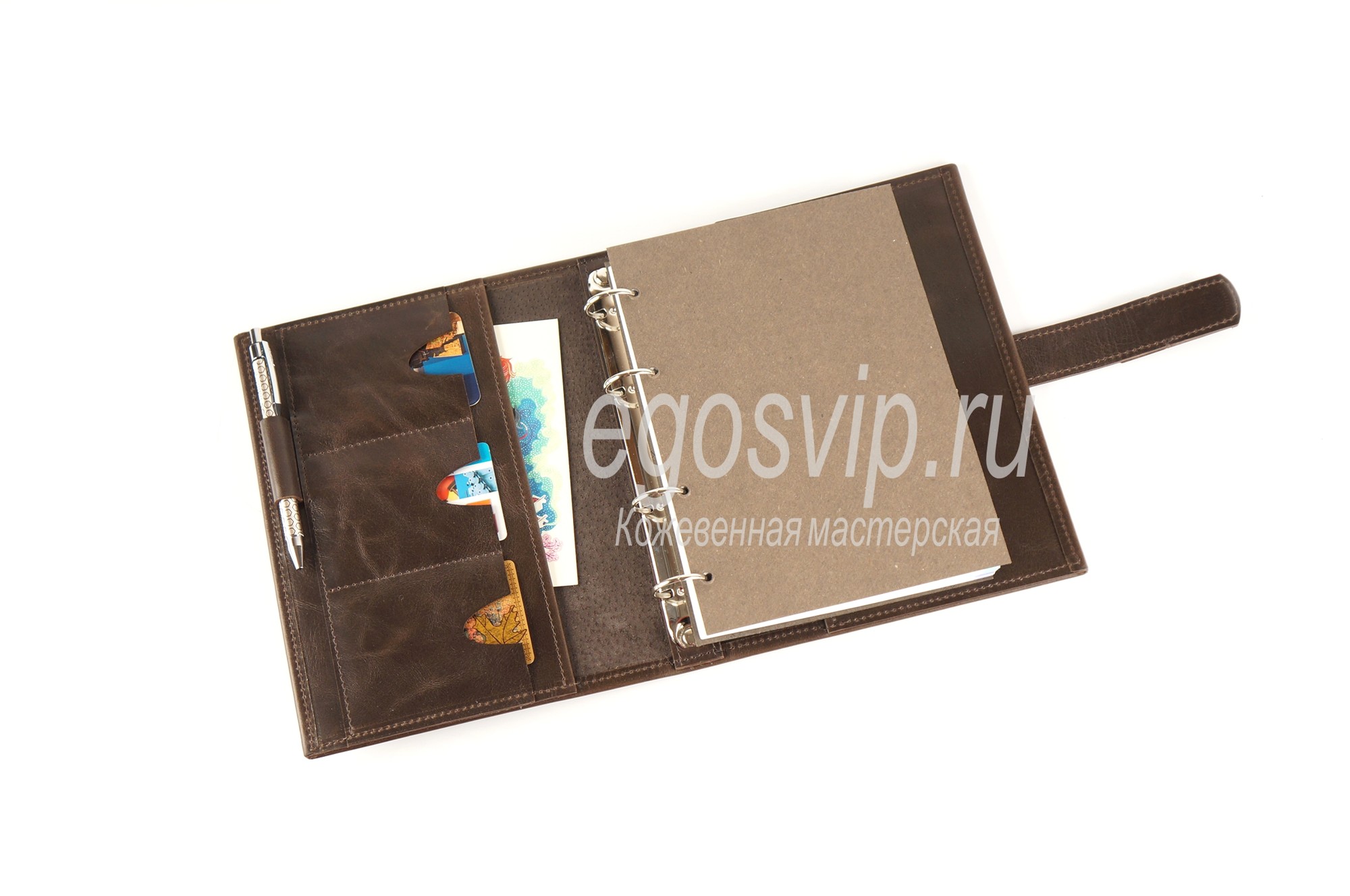 Ежедневник органайзер кожаный на кольцах / модель 98-02