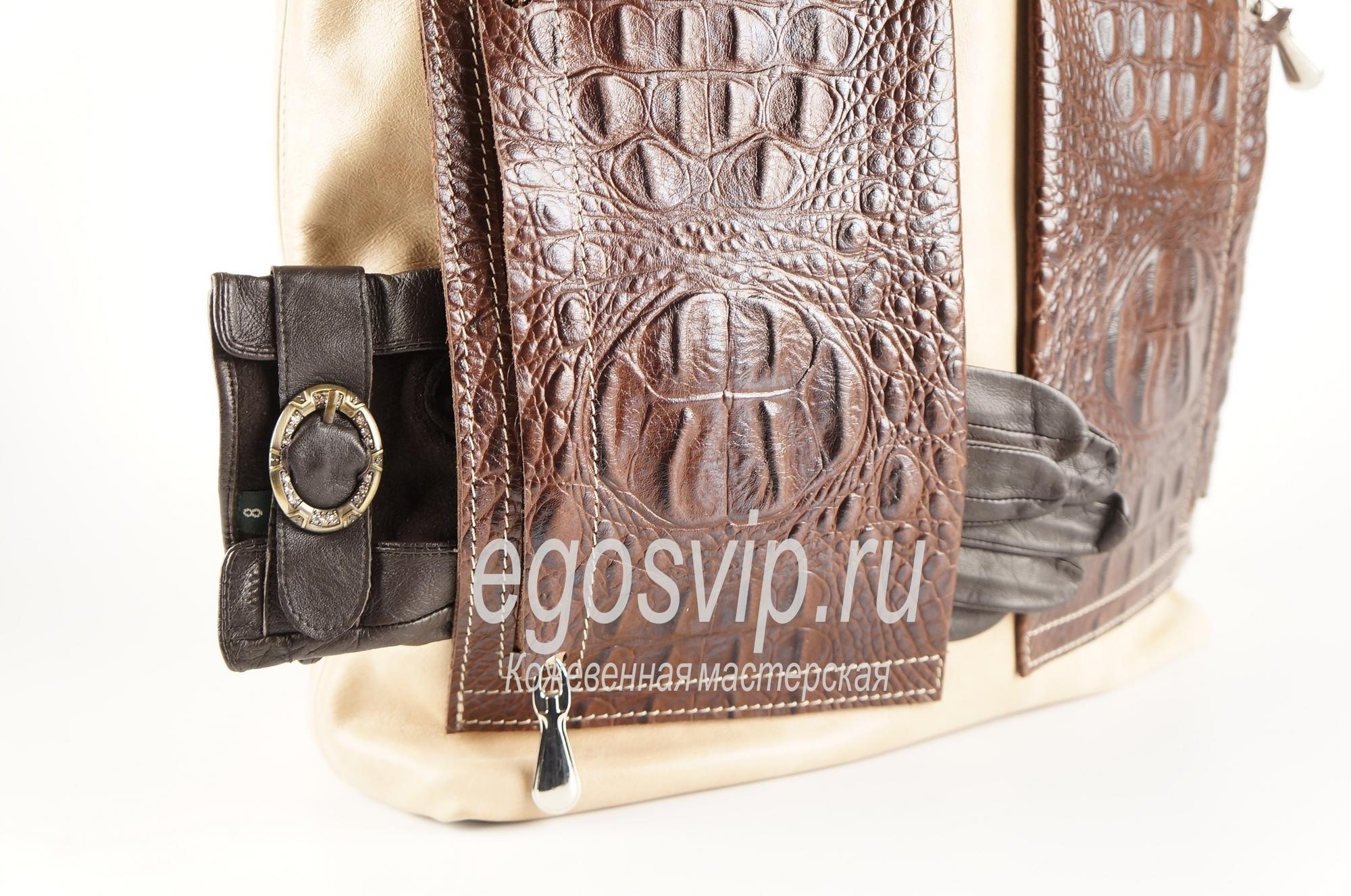 Сумка шоппер кожаная женская/ модель 25 бежевый