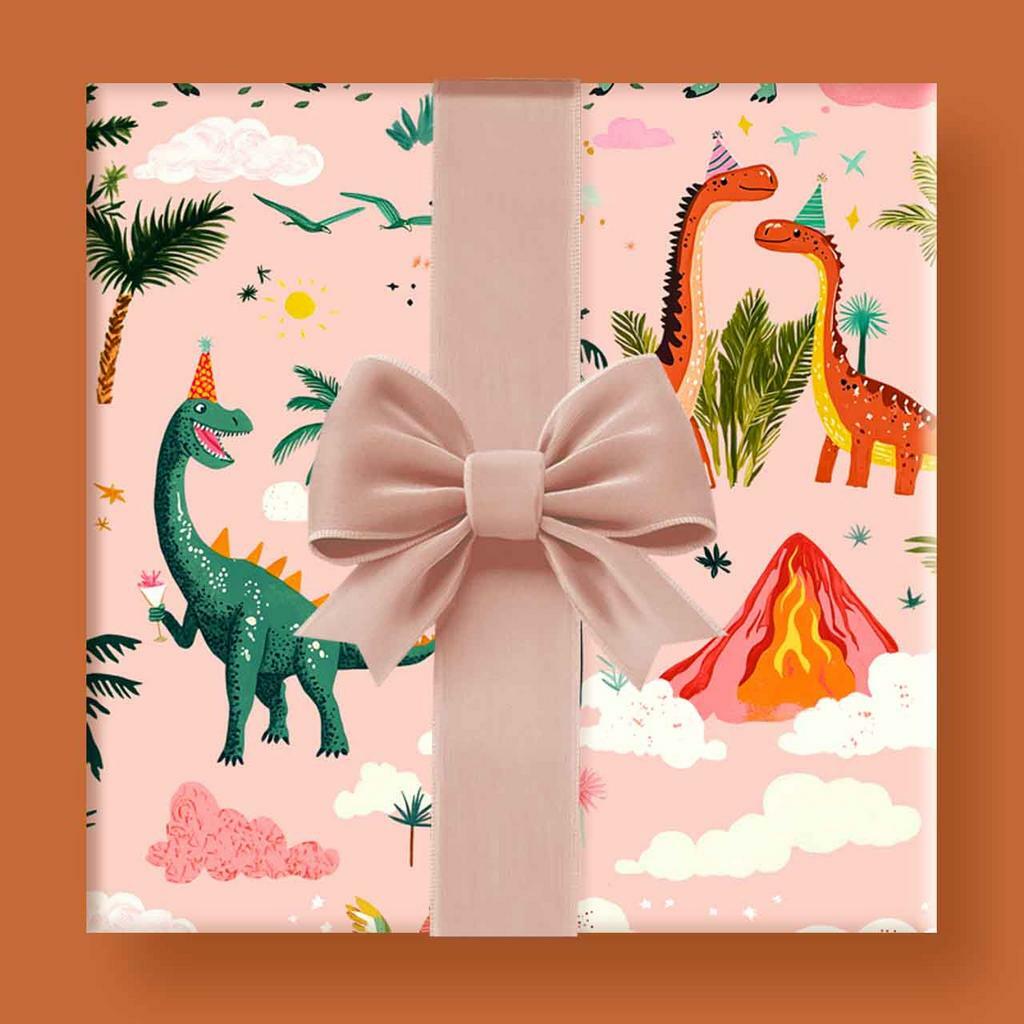 Упаковочная бумага "Динопати", двусторонняя