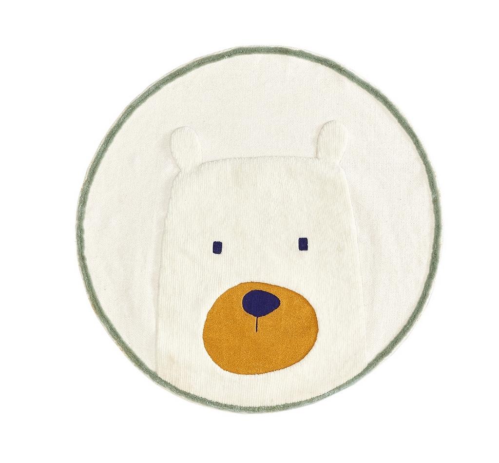 Zelda круглый хлопковый ковер с мишкой белого цвета