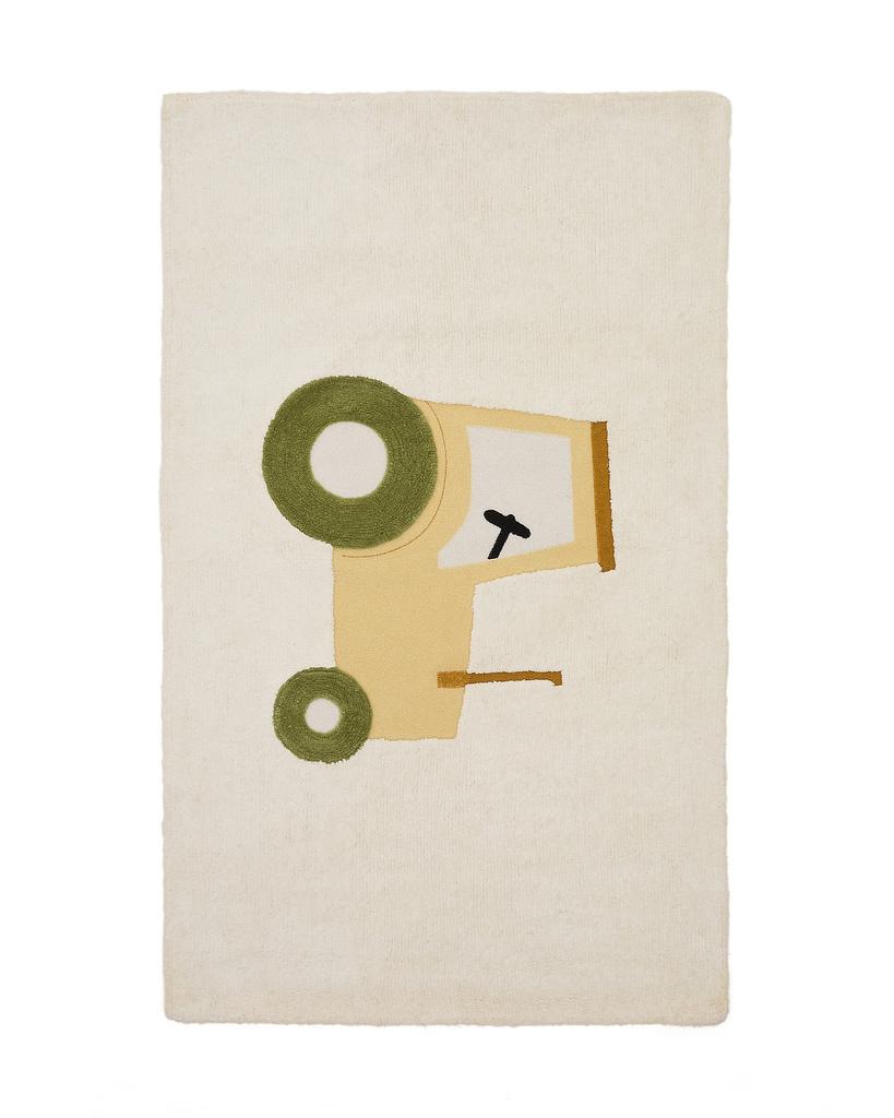Ковер Pecky бежевый 100% хлопок с рисунком трактора