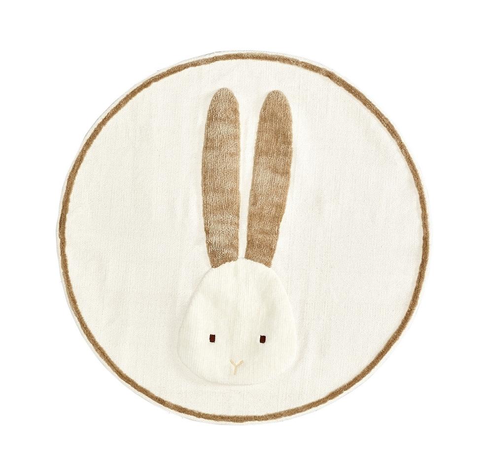 Yanil Круглый бежевый хлопковый коврик с кроликом
