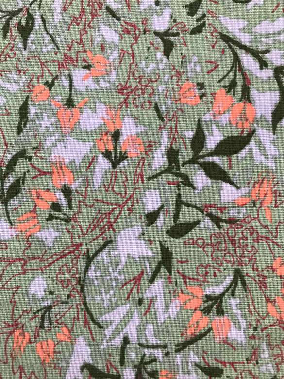 Лён с принтом "Зеленый сад"