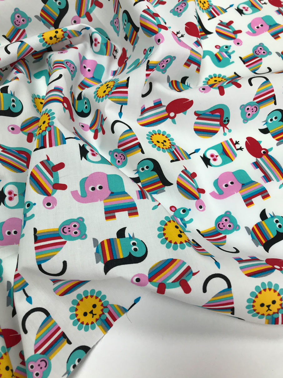 хлопковый поплин разноцветные звери