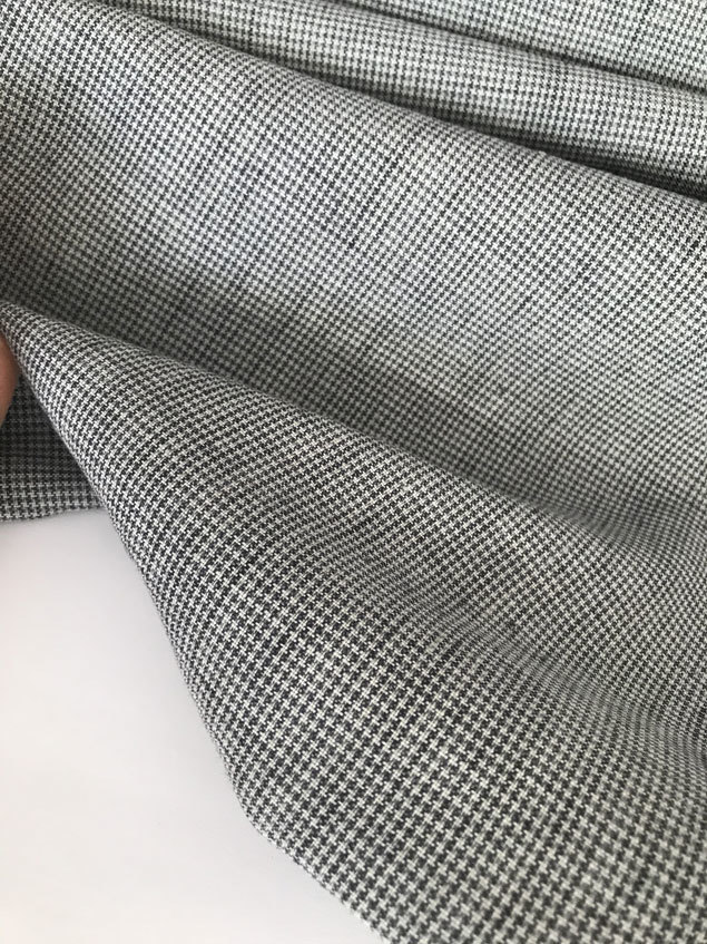 Лён с шерстью  "Ч/б мелкая гусиная лапка меланж"