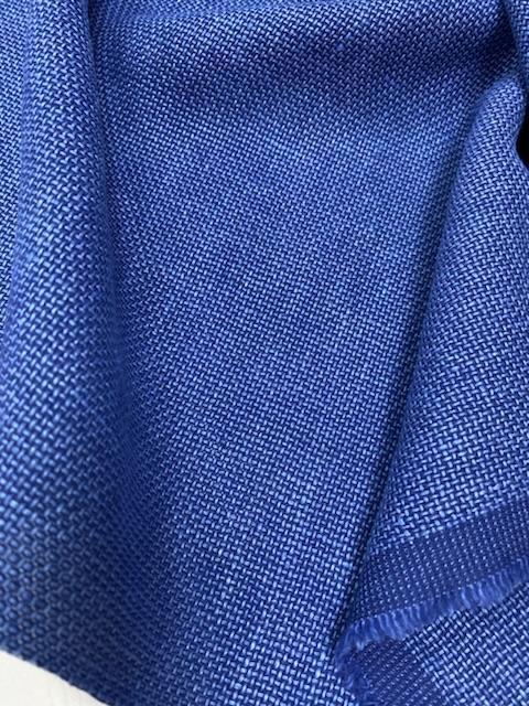 Костюмная ткань шерсть / лен Loro Piana "Рогожка голубая"