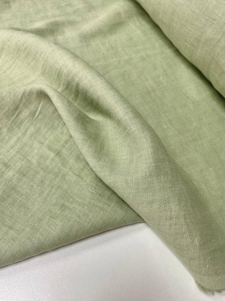 Отрезы Лён "Светлая фисташка"с эффектом мятости (crush) - 0,75м, 0,9м