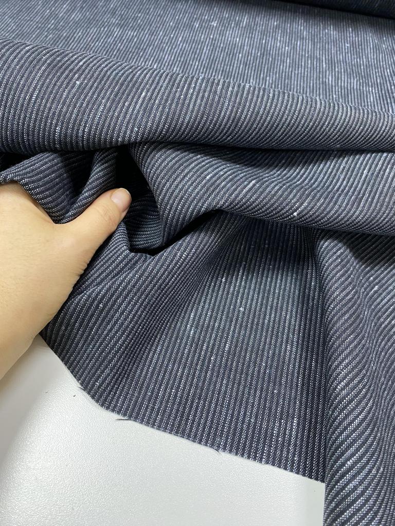 Лён с шерстью  "Темная полоска меланж"