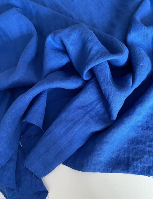 Отрезы Лён "Ультрамарин"с эффектом мятости (crush) - 0,75м, 1,62м, 1,7м, 1,75м, 1,8м