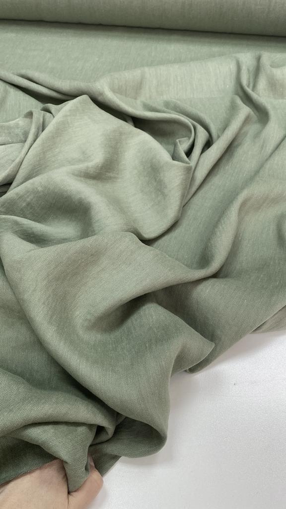 Лён с вискозой "Лист  оливы" с эффектом мятости (crush)