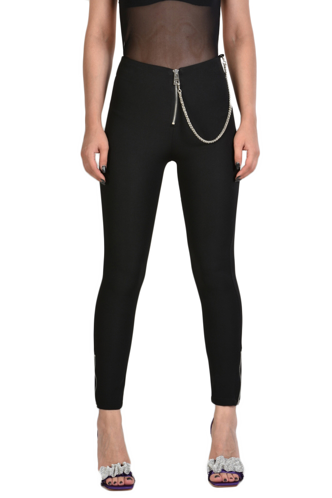 Брюки скинни с высокой посадкой с молниями LH