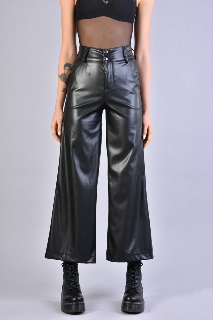 Кюлоты из экокожи с высокой посадкой LH