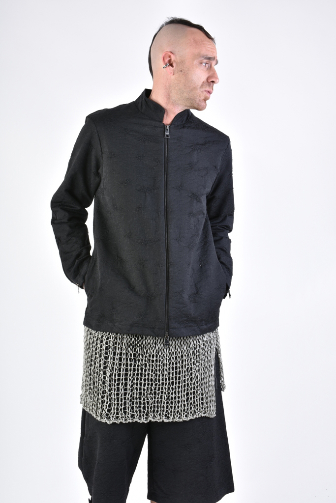 Жакет на молнии с имитацией заштопанных разрывов LH