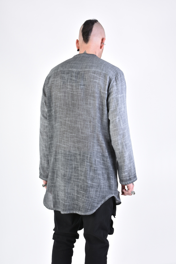 Удлиненная рубашка из марлевого хлопка с воротником-стойкой LH XL