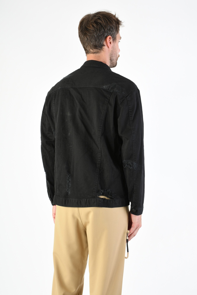 Джинсовая куртка декорированная разрывами и потертостями Xagon