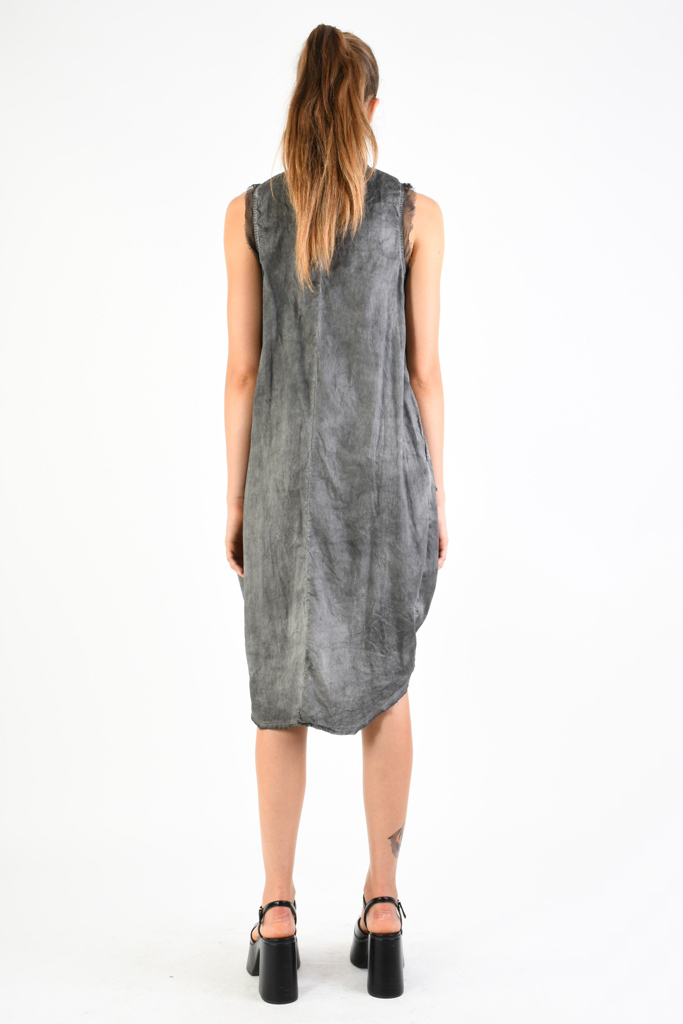 Платье со вставкой из шелковой вискозы и вертикальными кулисками SM