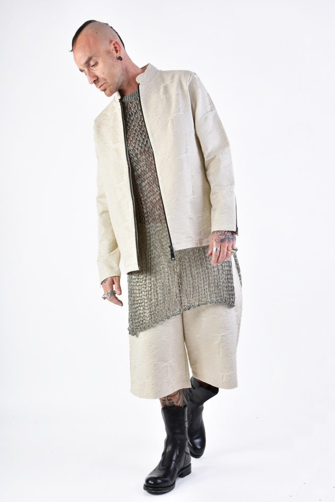 Жакет на молнии с имитацией заштопанных разрывов LH