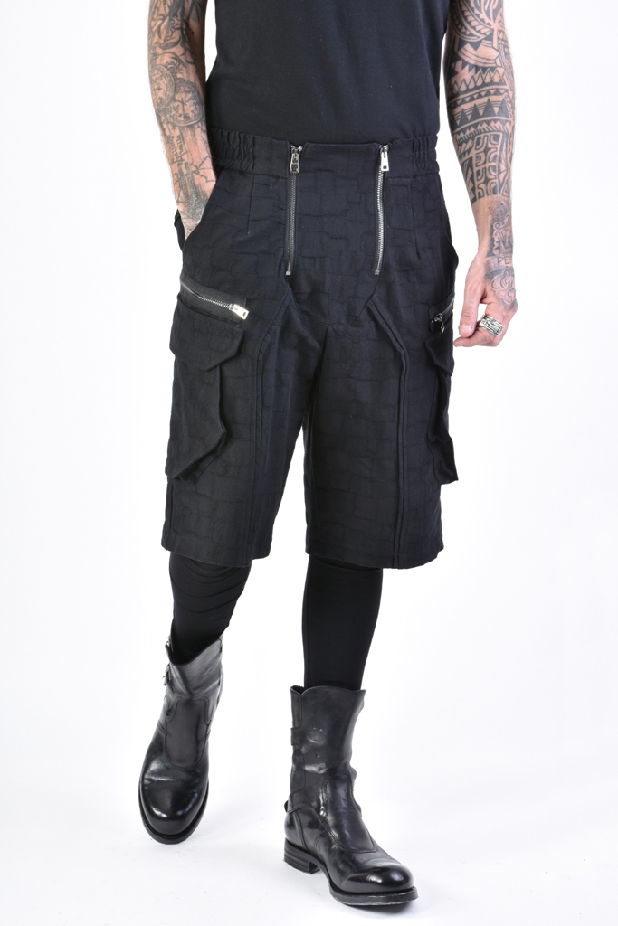 Шорты из текстурированного хлопка с накладными карманами LH