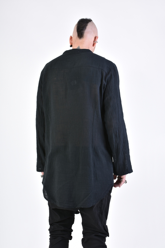 Длинная рубашка из марлевого хлопка с корейским воротником LH