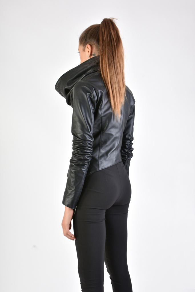 Асимметричная куртка из натуральной кожи с косой молнией LH