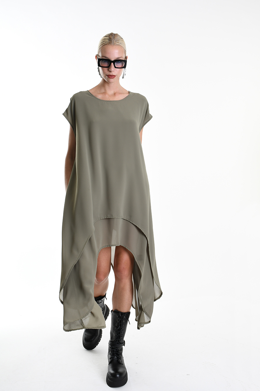 Асимметричное платье с эффектом многослойности LH