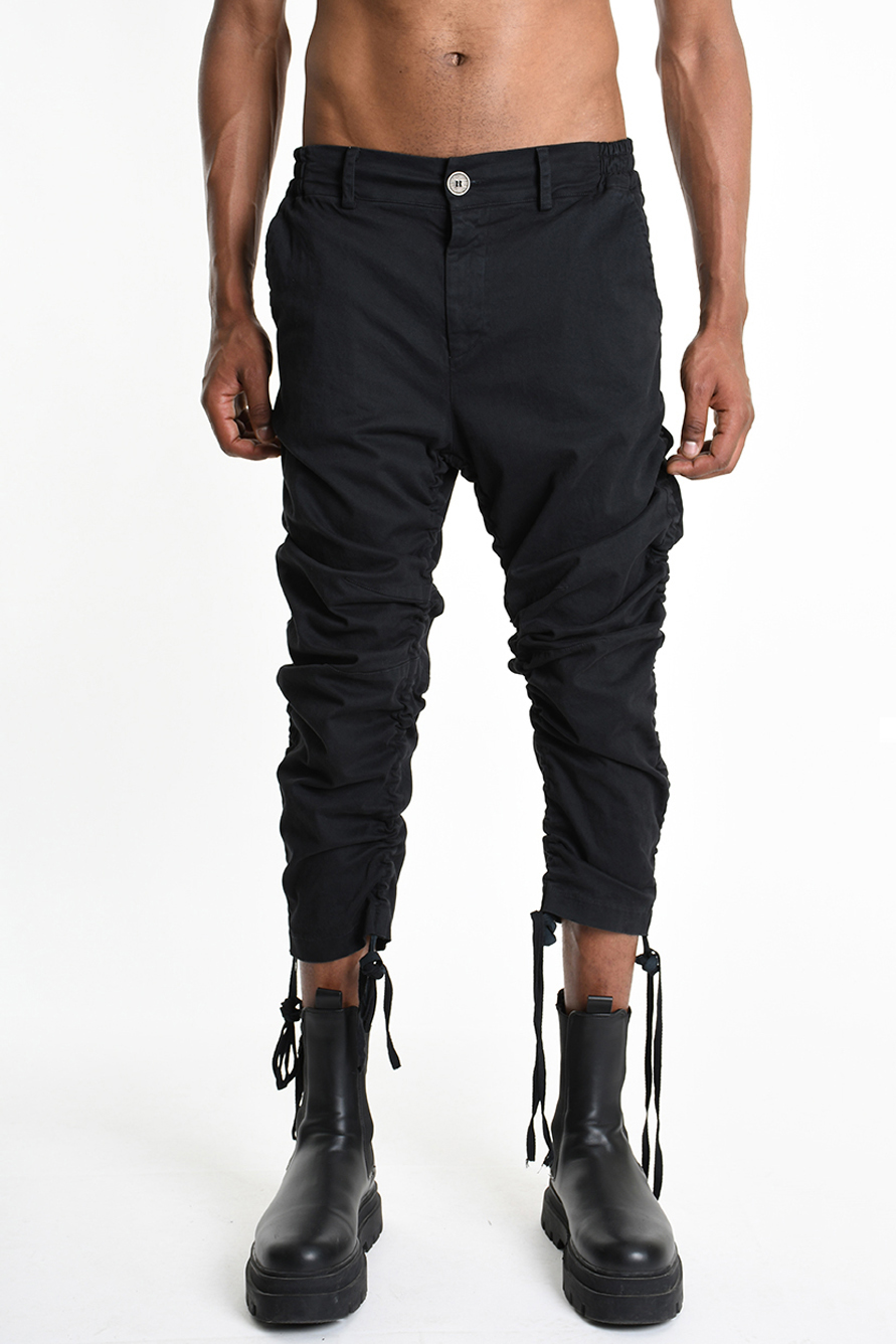 Брюки из хлопкового габардина с вертикальными кулисками LH