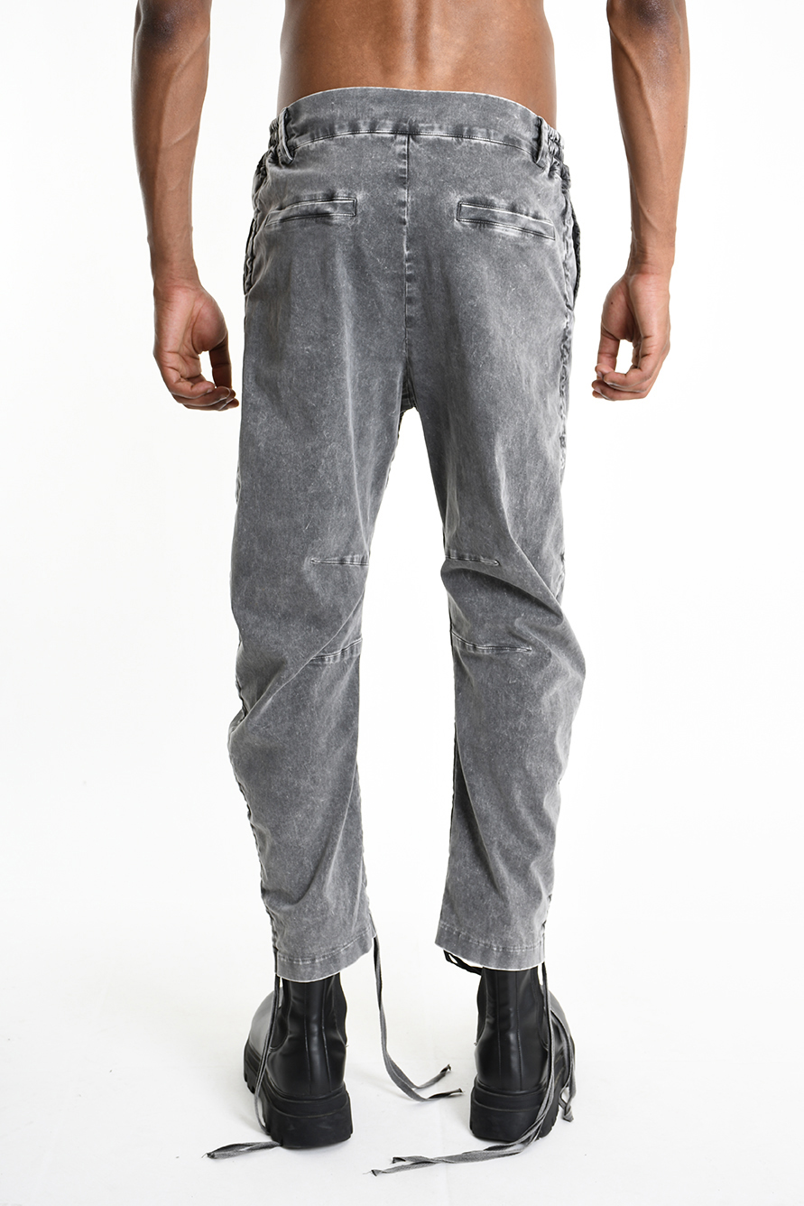 Брюки из габардина мраморного окраса с вертикальными кулисками LH