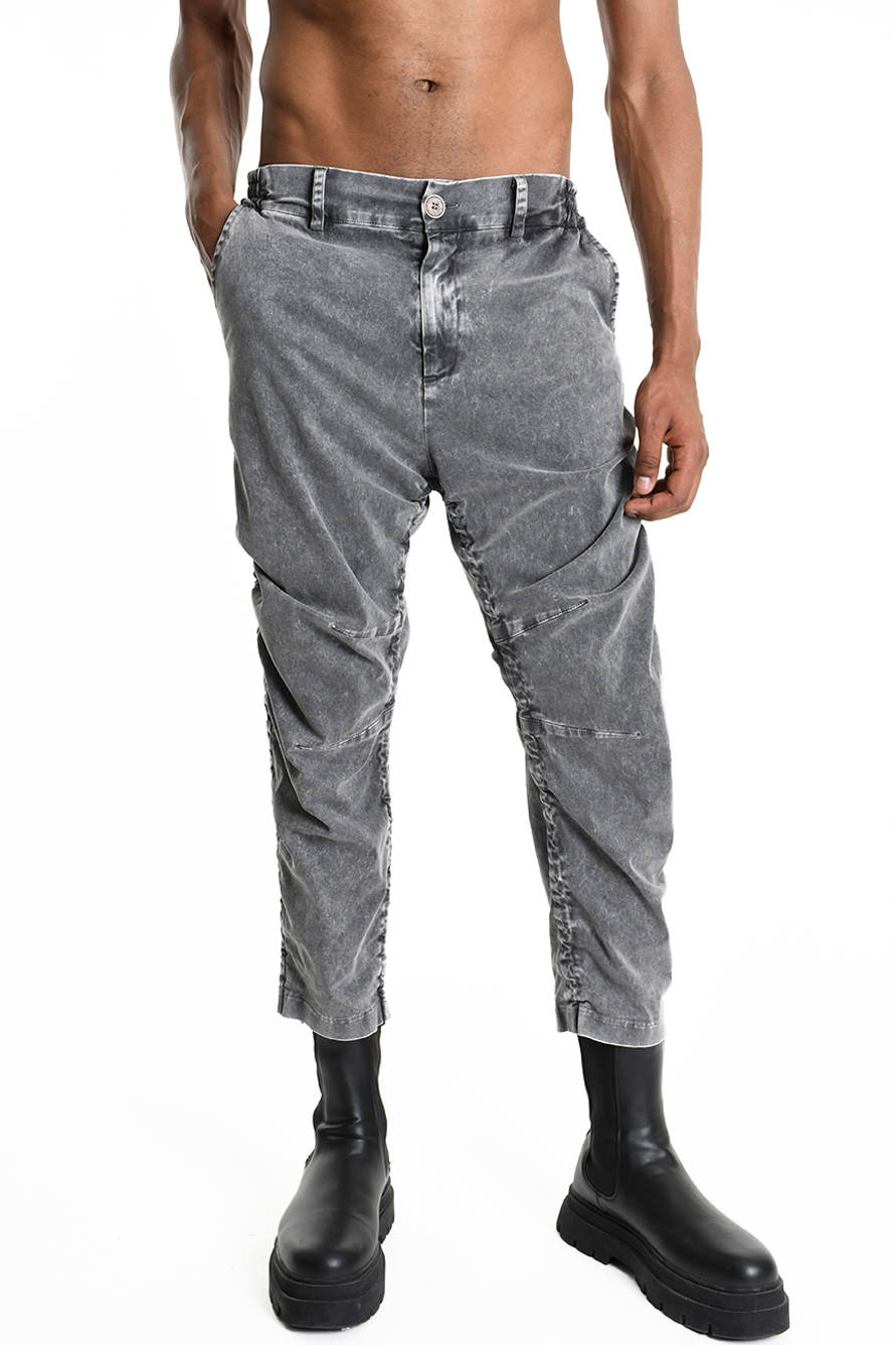 Брюки из габардина мраморного окраса с вертикальными кулисками LH