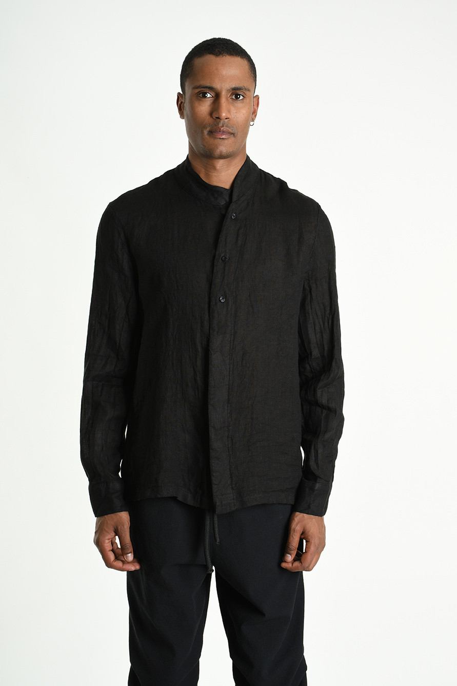 Рубашка с корейским воротником и смещенной планкой LH