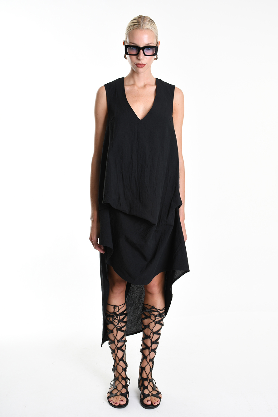 Асимметричное платье с перепадом длины и молнией сзади LH