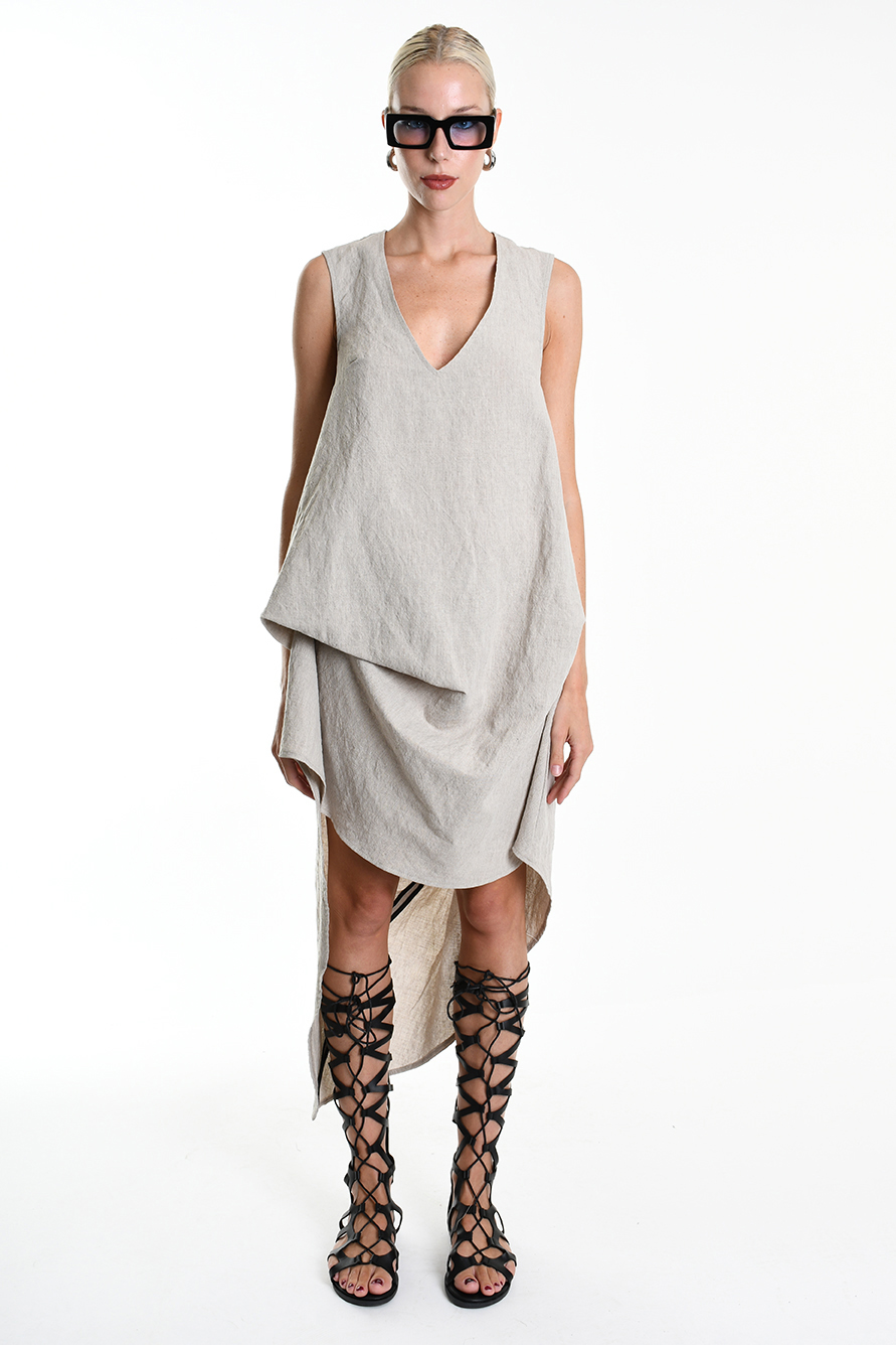 Асимметричное платье с перепадом длины и молнией сзади LH