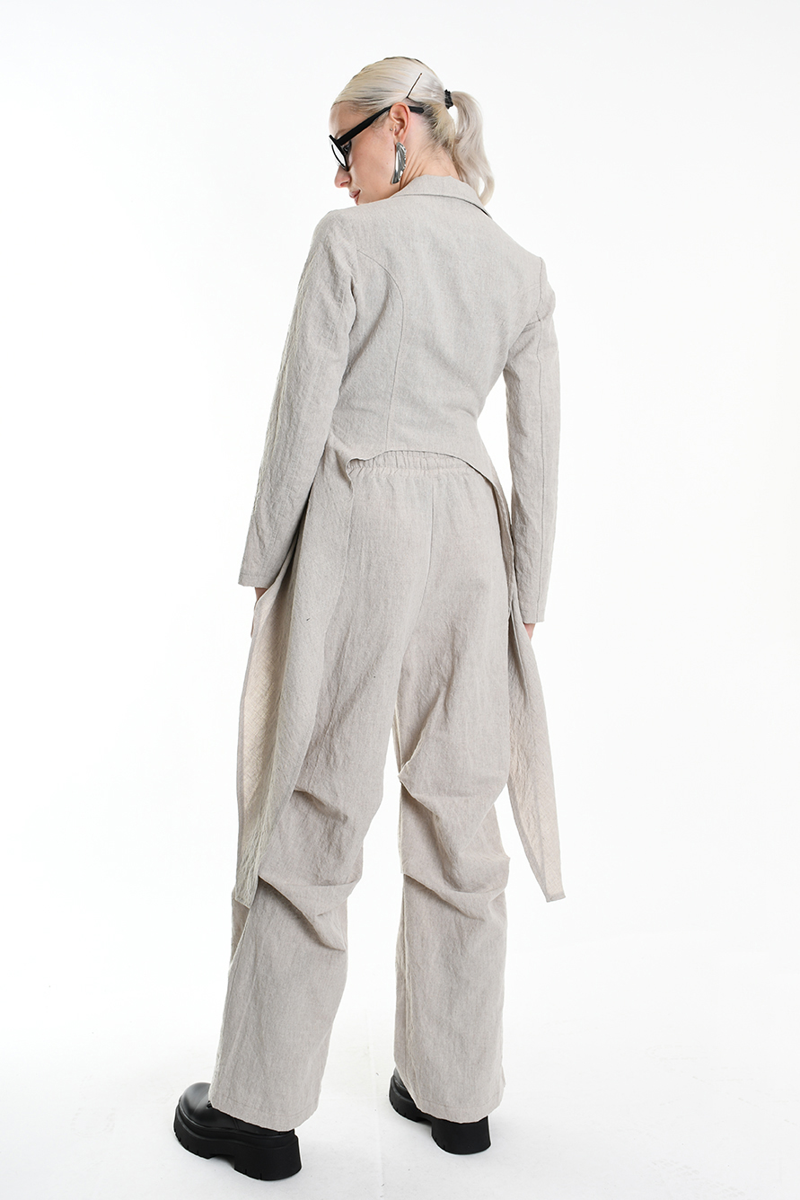 Жакет изо льна и хлопка с асимметричной баской LH