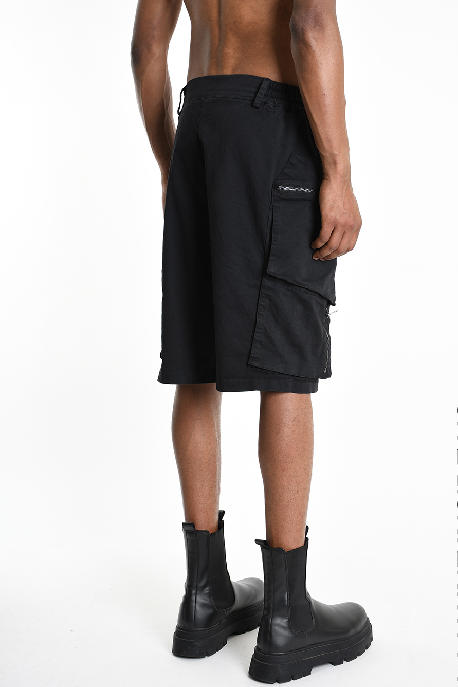 Шорты из хлопкового габардина с накладными карманами на молнии LH