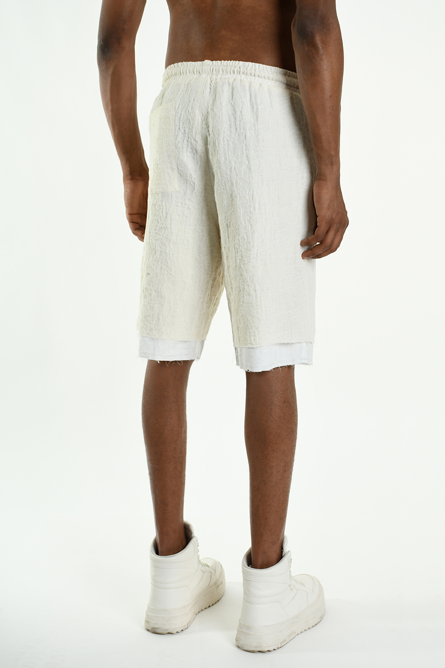 Шорты из жаккардового льна и хлопка с необработанным низом LH