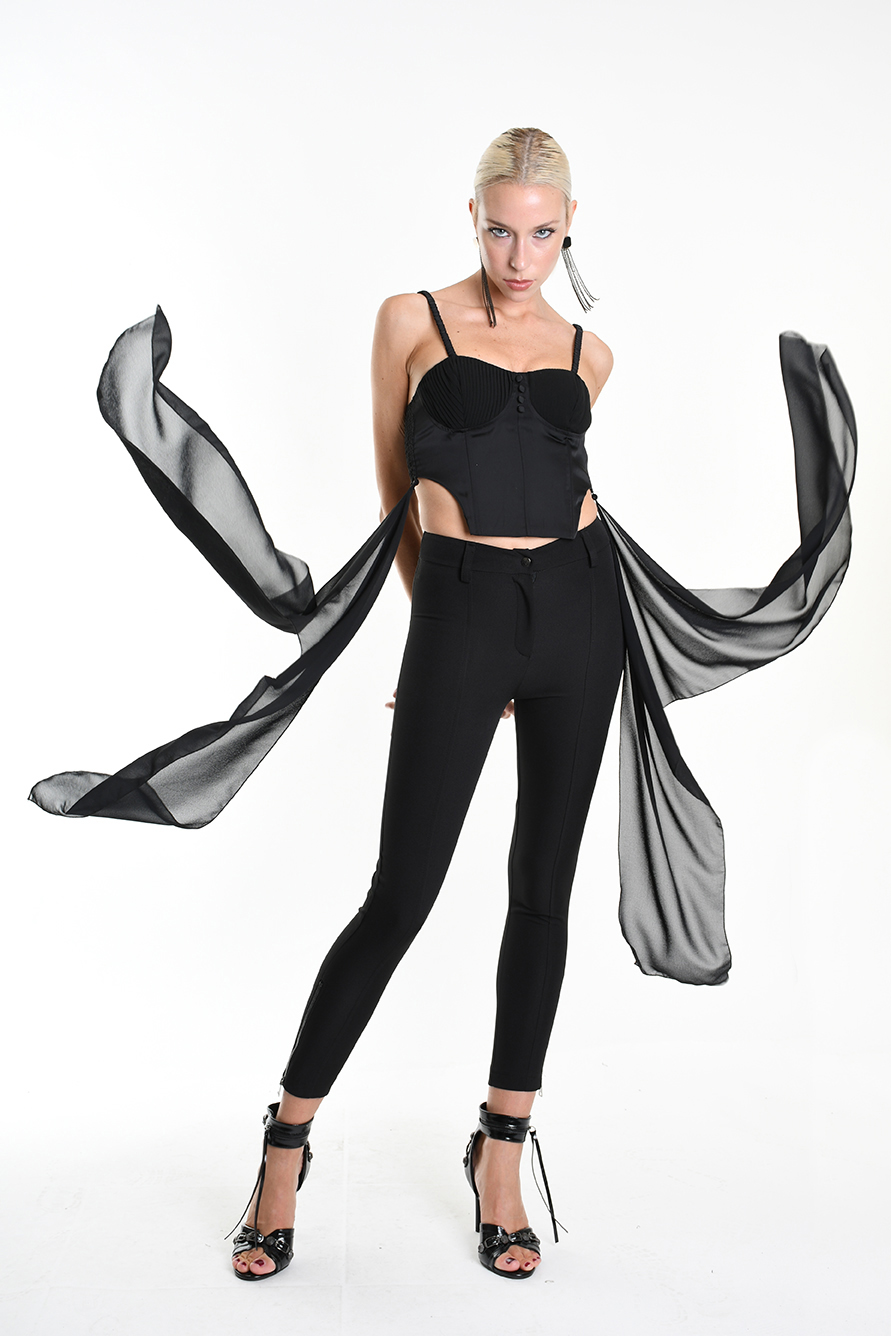 Асимметричное бюстье со съемными вставками из жоржета LH