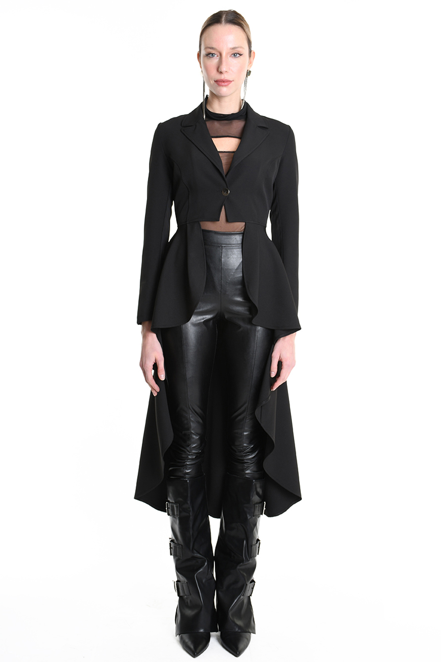 Сюртук на одной пуговице с прозрачными вставками на рукавах LH