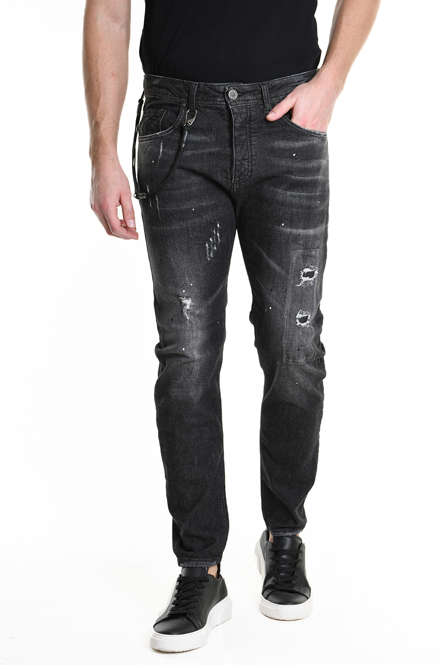 Джинсы скинни с потертостями разрывами и брызгами краски Xagon
