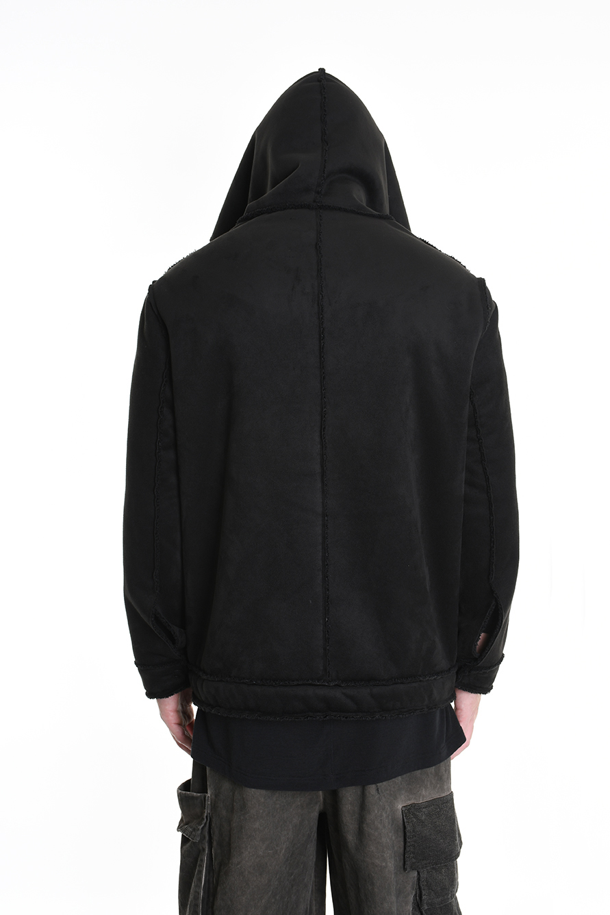 Двухсторонняя куртка из искусственной овчины с объемным капюшоном LH