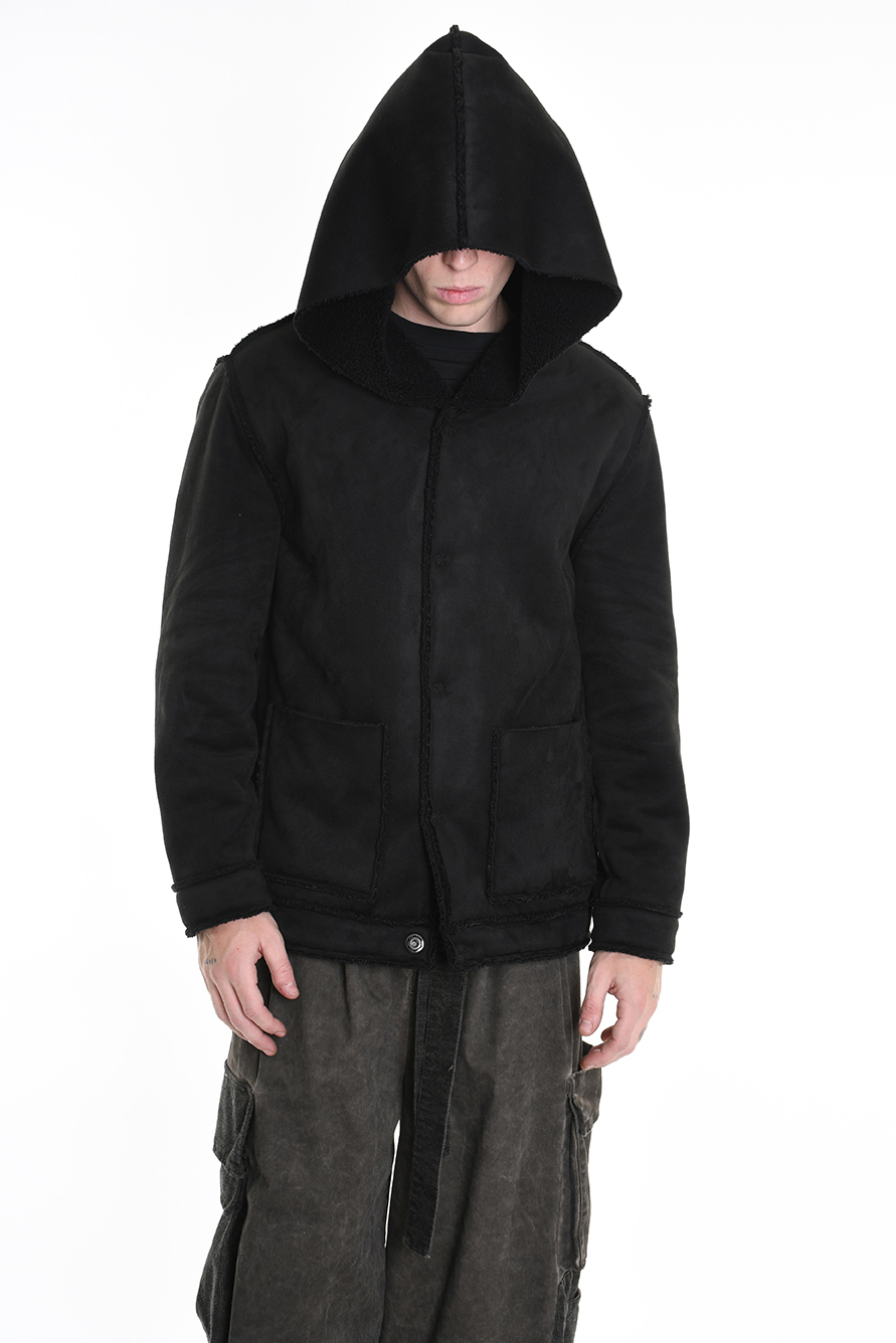 Двухсторонняя куртка из искусственной овчины с объемным капюшоном LH